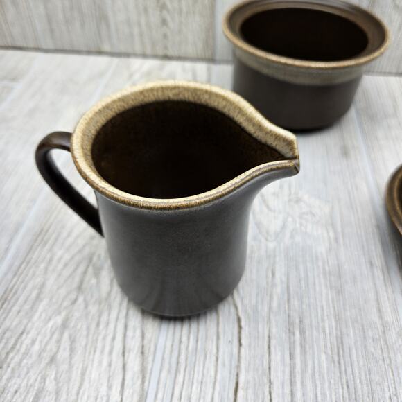 Mikasa Ultima Plus F2000 Creamer & Sugar‎ Bowl Set With Lid Brown Tan Japan MCM - Picture 5 of 11